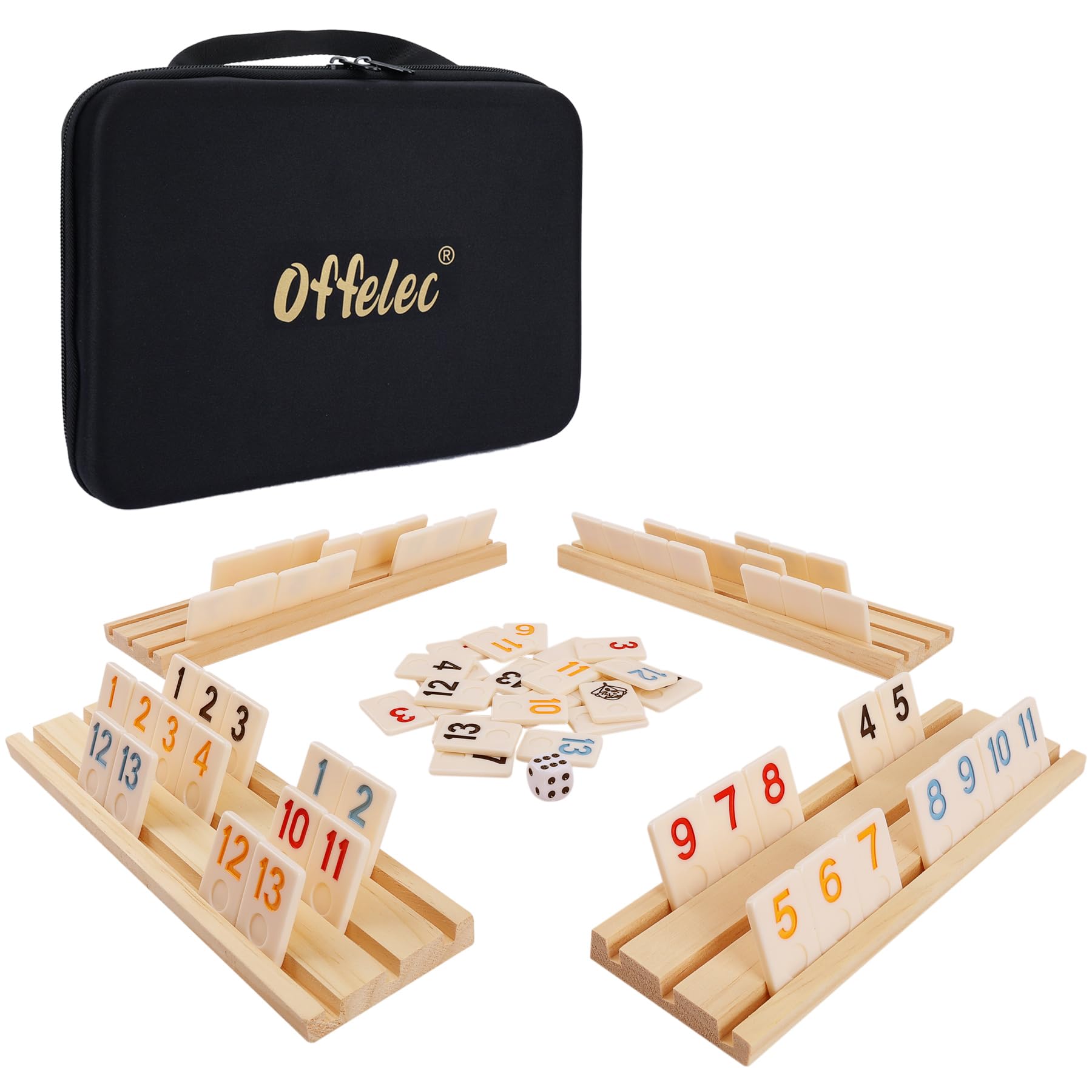 Amazon.com: Upgraded Rummy Cube Game Set & 4 Wooden Racks, 106